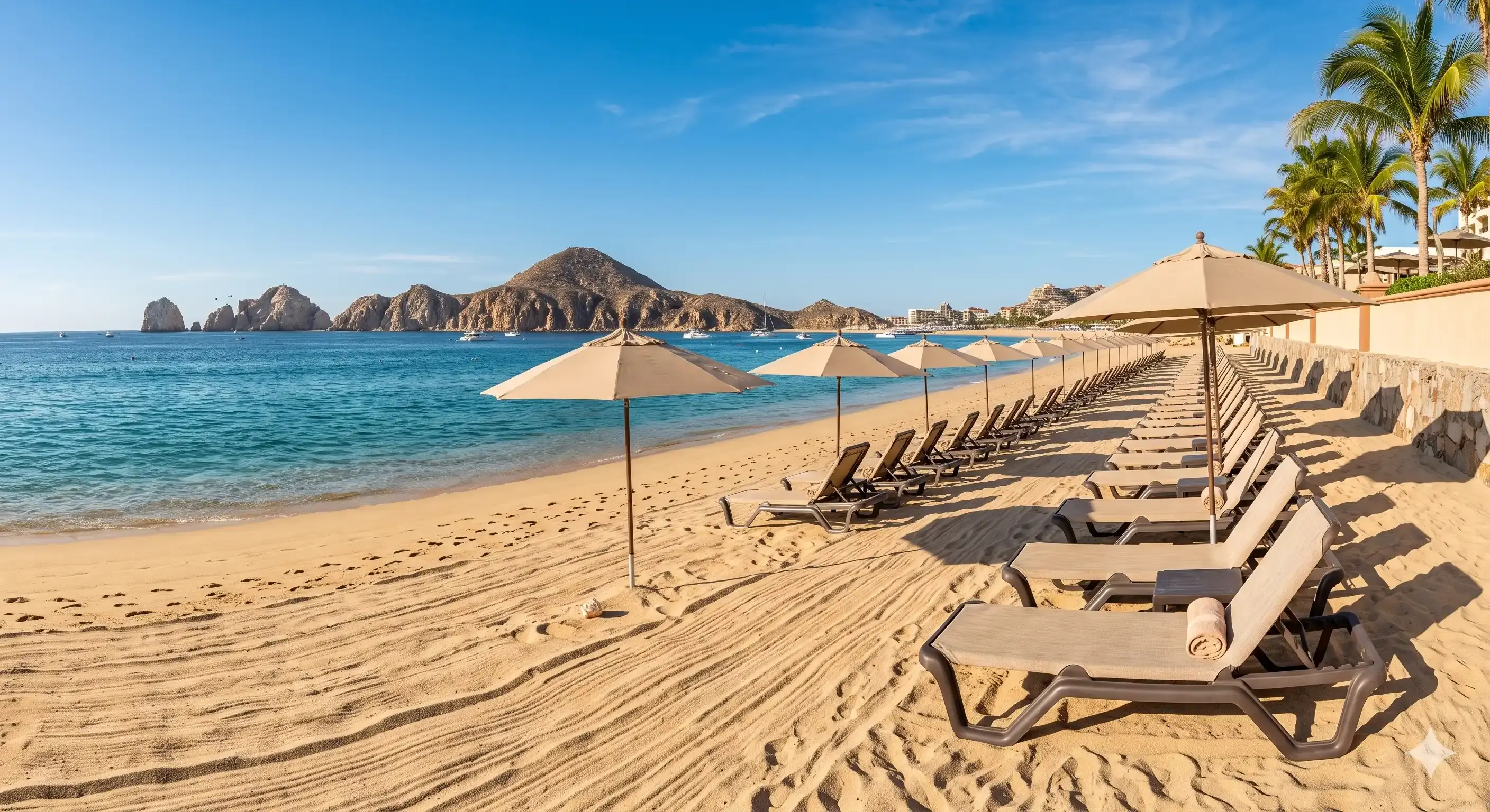 Medano Beach at Cabo San Lucas — El Arco visible in the background